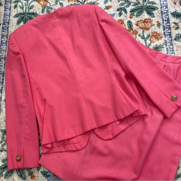 Vintage Gilmor Suit Blazer and Skirt Women’s Pink Barbie Career Fully Lined 10 - Picture 9 of 12